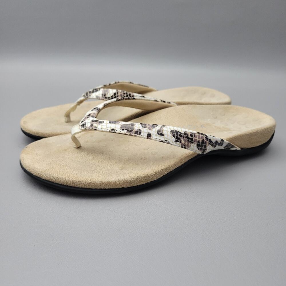 Vionic Women's Dillon Toe-Post Thong Sandals Snake Print Arch Support US 8.5